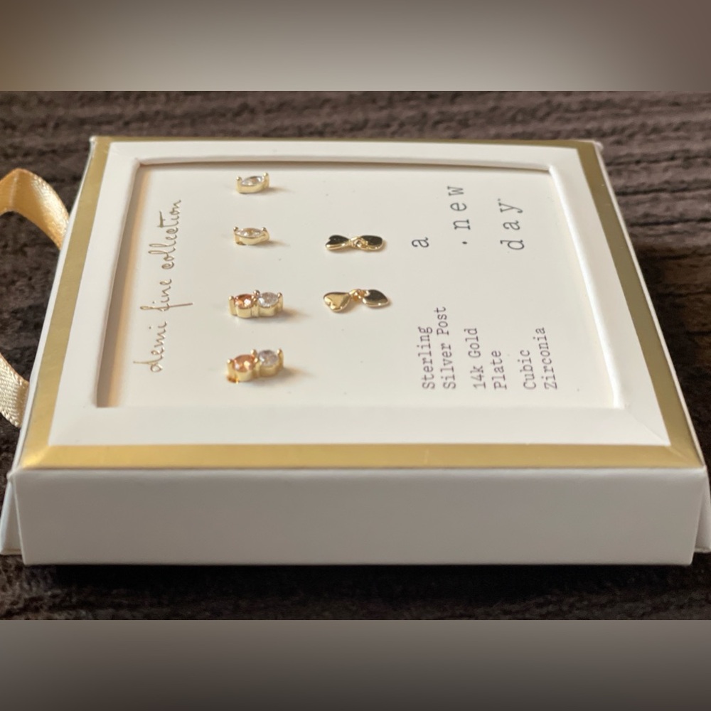 Stud Earrings Set, Sterling Silver & Cubic Zirconia — A New Day - Picture 7 of 15